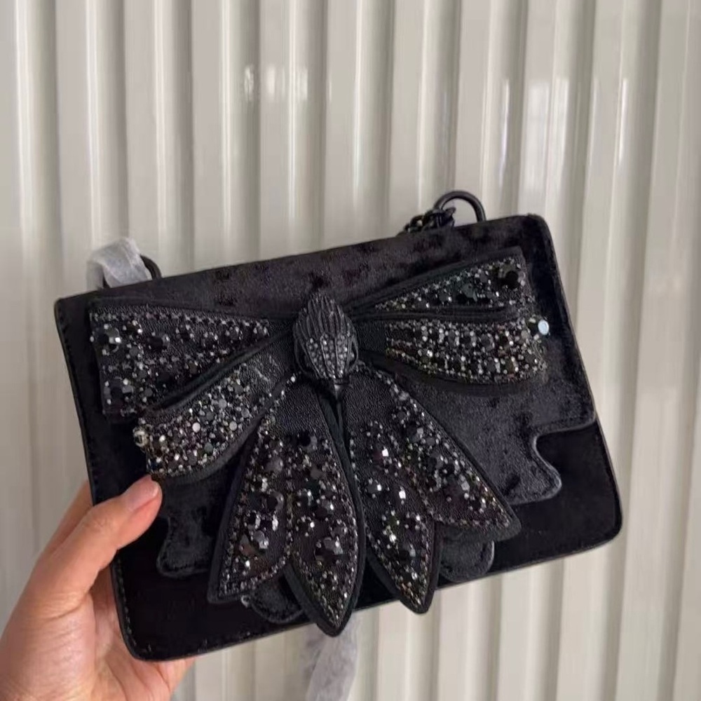 Great Gifts Kurt Geiger Black Embellished Floral Applique Crossbody Bag